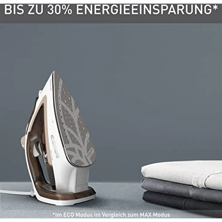 Tefal FV5780 Easygliss Eco Dampfbügeleisen | 2800 Watt | 240 g/Min. Dampfstoß | 50 g/Min. automatischer Dampf | Vertikaldampf | Durilium AirGlide Bügelsohle | 88% recycelbar | Eco-Modus | Mocha/Weiß – Bild 4