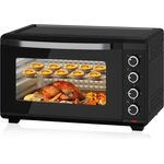 HOMELUX Minibackofen 60L 2000W Pizza-Ofen, Schwarz, mit Hähnchengrill, Ober-/Unterhitze, stufenlose Temperaturregelung