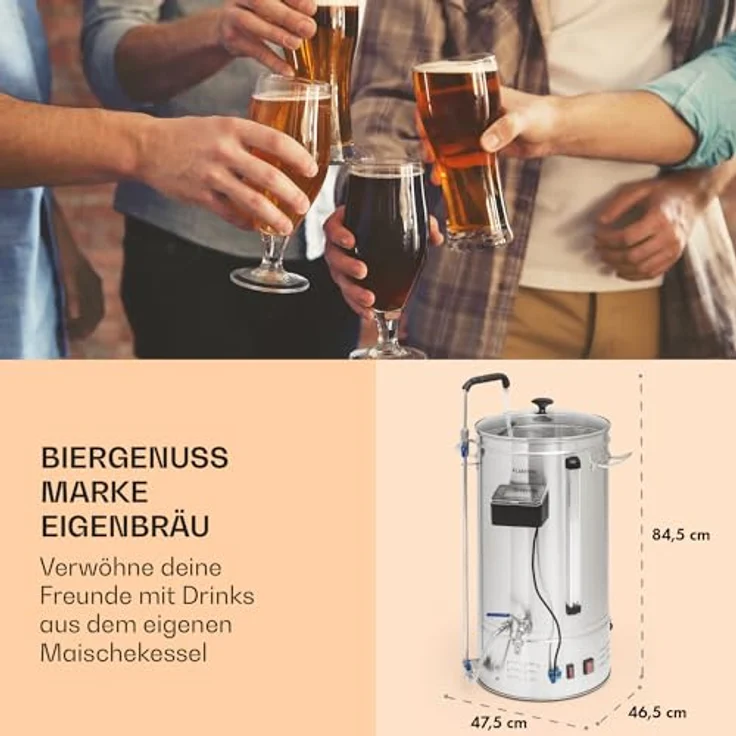 Klarstein Brauheld Smart 45, Bierzapfanlage mit 2500W, 45L Edelstahl, LCD Display, App-Steuerung, 11 Brauschritte – Bild 6