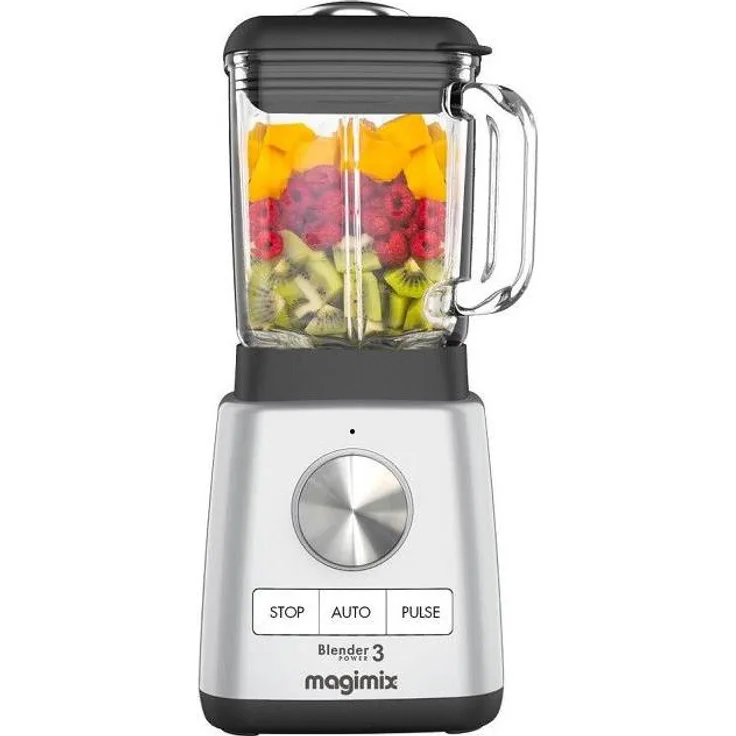 Magimix Blender Power 3, Standmixer mit 1000 Watt, 1,2 Liter, Pulsfunktion, Ice Crusher, mattschwarz/silber