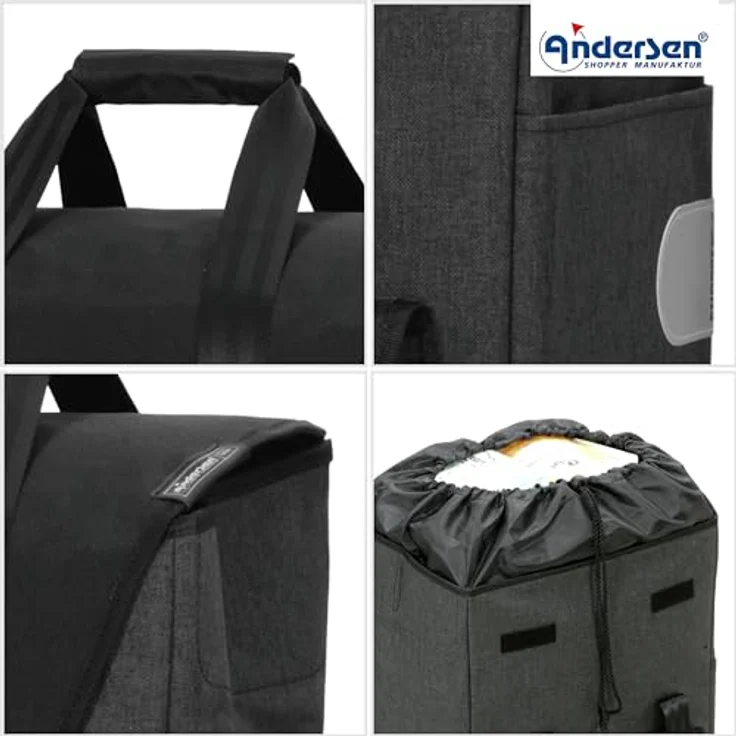 Andersen Einkaufstrolley - Komfort Shopper Senta 2.0 schwarz 49 L, klappbar, wasserabweisend, mit Sitz, multifunktional – Bild 5