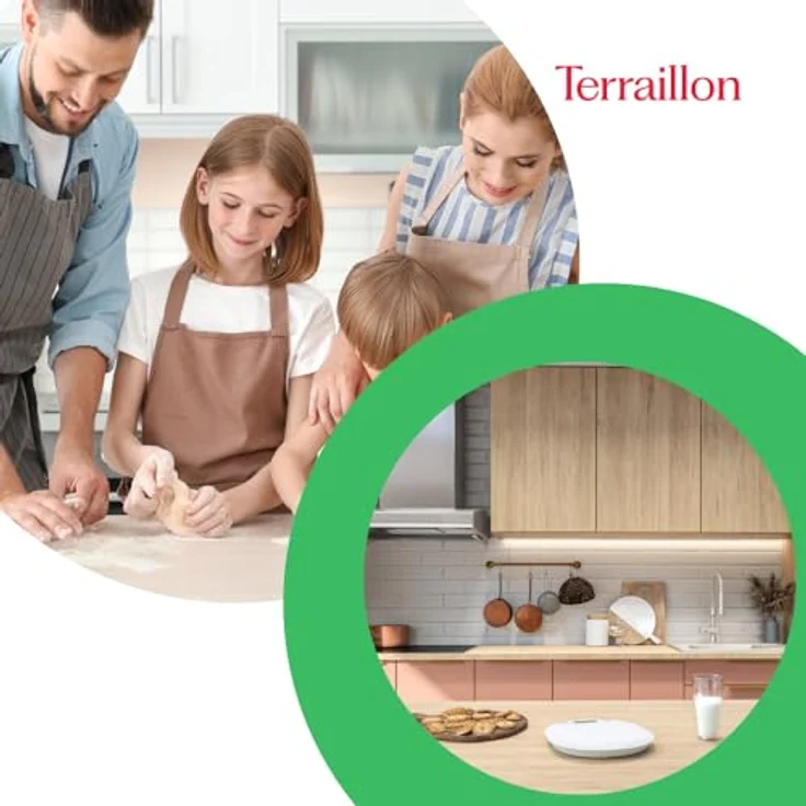 Terraillon Küchenwaage, Mit Tara-Funktion, Flüssigkeitsanzeige, Griffaussparung, Bis 5 kg, Macaron, Weiß – Bild 7