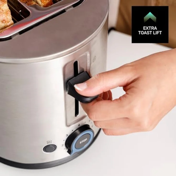 Taurus Mytoast Duplo Legend, Toaster für 4 Scheiben mit 1500 W, Edelstahl, Auftaufunktion, Brötchenaufsatz – Bild 3
