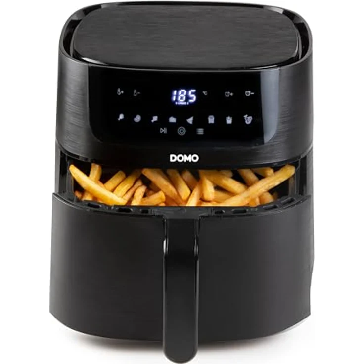 Domo DO539FR Heißluftfritteuse Deli-fryer mit Timer 6 L 1500 W, Schwarz - Bis zu 80% weniger Fett, 8 automatische Programme, antihaftbeschichtet – Bild 4