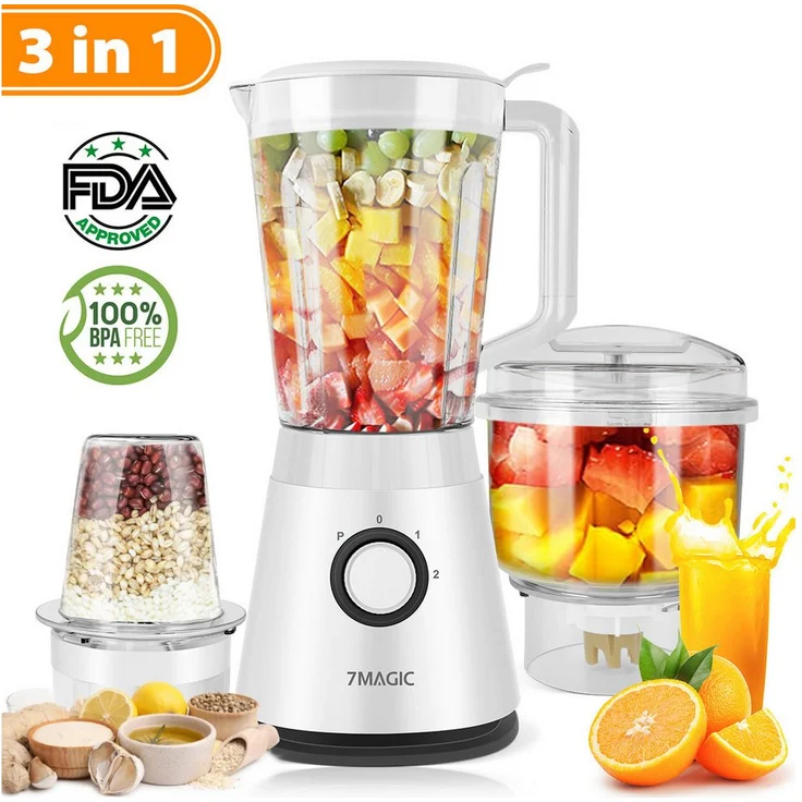 7MAGIC 3-in-1 Standmixer, 600W Hochleistungsmixer mit 1,5L BPA-freiem Mixbehälter, 22.000 U/min, variablen Geschwindigkeiten + Pulsfunktion