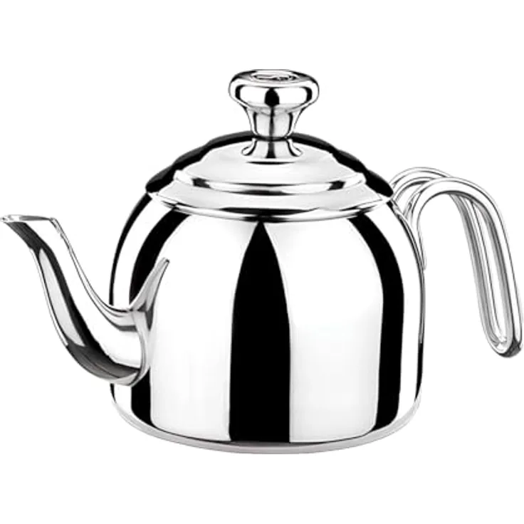 Korkmaz A051 Türkische Teekanne, 18/10 Edelstahl, hitzebeständiger Griff, 1100 ml, multifunktional