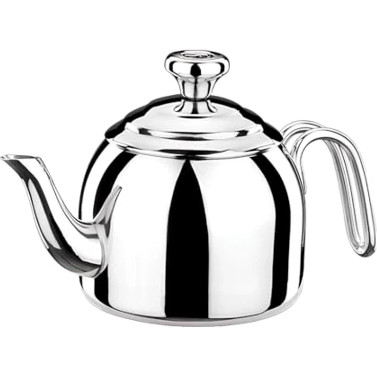 Korkmaz A051 Türkische Teekanne, 18/10 Edelstahl, hitzebeständiger Griff, 1100 ml, multifunktional – Bild 1