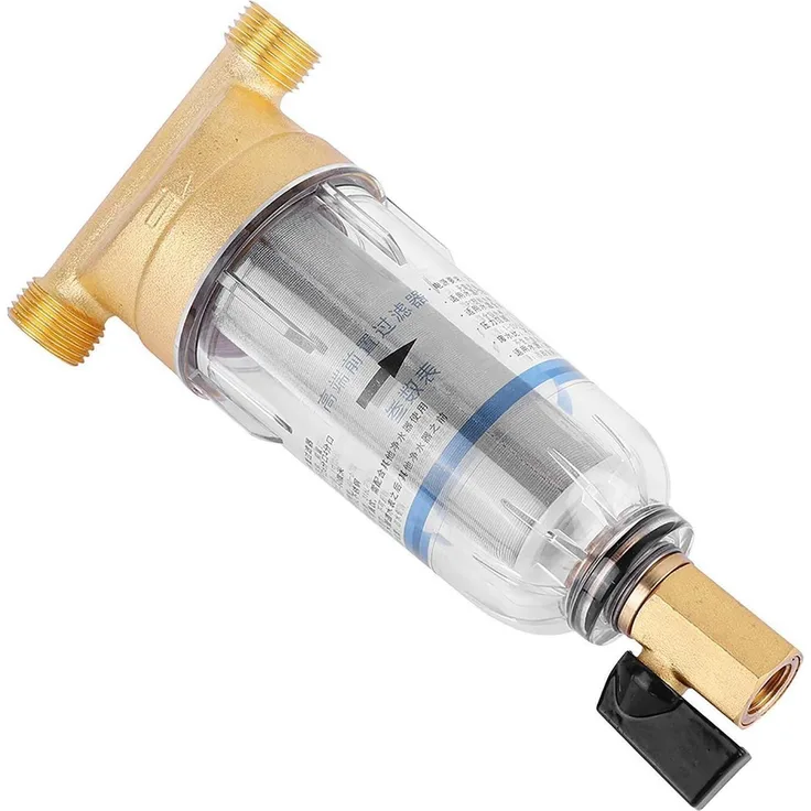 Garosa Wiederverwendbarer Sediment-Wasserfilter Spin-Down, 3/4 Zoll, Kupfer, 40 Mikrometer, für Wasserhahn & Brunnenwasser mit transparentem Gehäuse und einfachem Reinigungsventil
