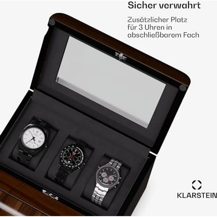 Klarstein Uhrenbeweger Valmont 2+3 Uhrenbeweger, Automatik-Uhrenbeweger für 2 Uhren, Blaue LEDs – Bild 7