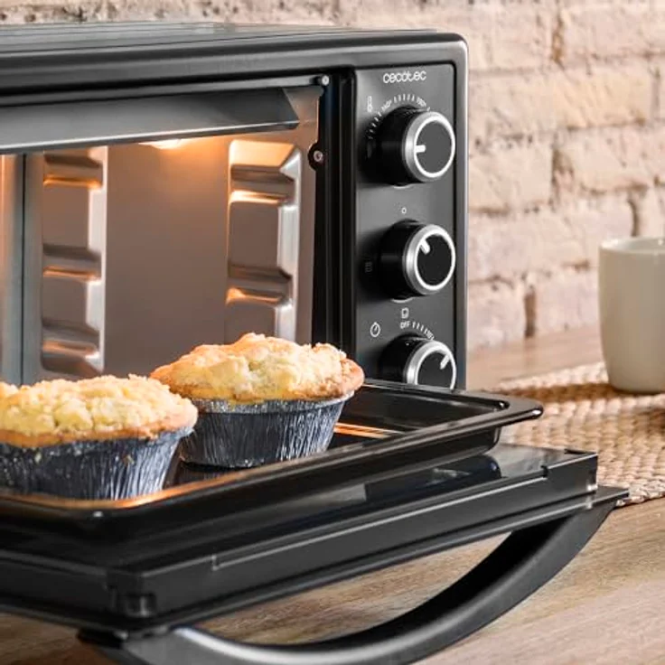 Cecotec Tischofen Bake&Toast 2300 Black, 23 L, Leistung 1500 W, bis zu 230ºC, 3 Heizmodi: Grill, Unterhitze und kombiniert, Doppeltür aus Glas, Timer 60 Minuten, Krümelschublade – Bild 4