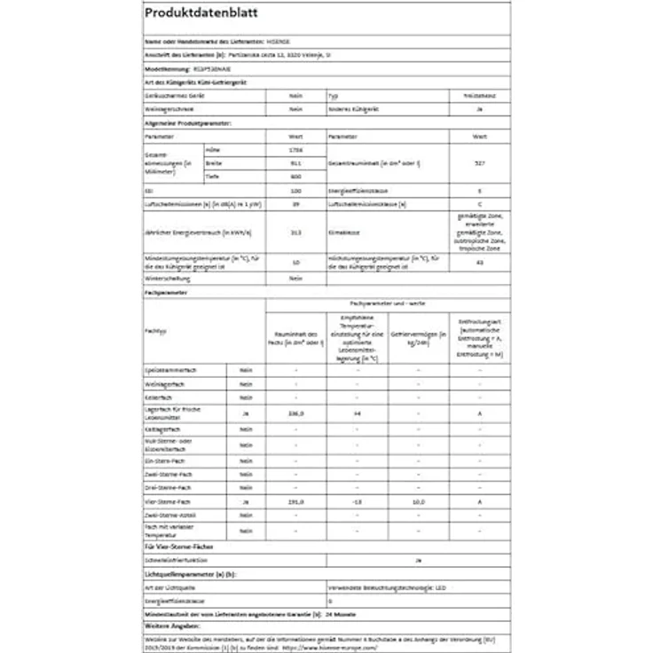 Hisense RS3P538NAIE, Freistehender Side-by-Side Kühlschrank aus Edelstahl, 527 l, No Frost, 39 dB – Bild 8