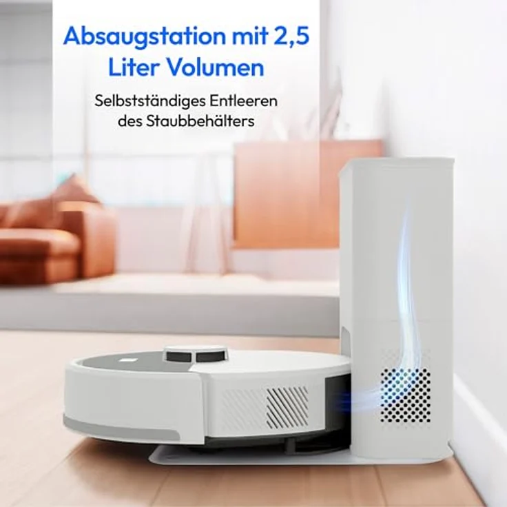 Medion® Saugroboter X23 SW+, smarter Saugroboter mit Wischfunktion, Absaugstation, beutellos, weiß – Bild 2