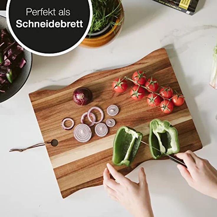 Moritz & Moritz Schneidebrett Holz Groß - 30x40x2cm - Antibakterielles Akazie Holzbrett Küche - Zum Schneiden von Brot, Gemüse, Obst, Fleisch und Käse – Bild 2