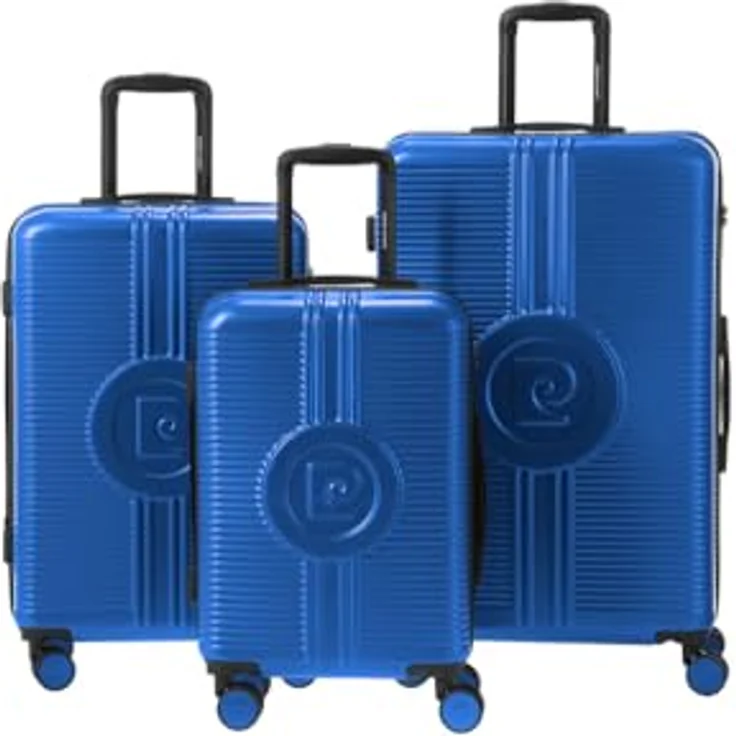 Pierre Cardin, Koffer, 4 Rollen Kofferset 3-teilig, (99 l, XL) - Stilvolles Reisegepäck mit Kreuzpackgurt und Wäschefach, Schwarz – Bild 1
