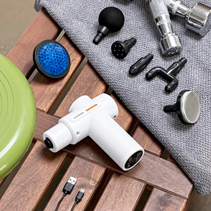 InnovaGoods Elektrisches Massagegerät mit Wärme/Kälte, 6 Geschwindigkeiten, LCD, 6 Köpfe, Wiederaufladbar, Weiß/Schwarz – Bild 4