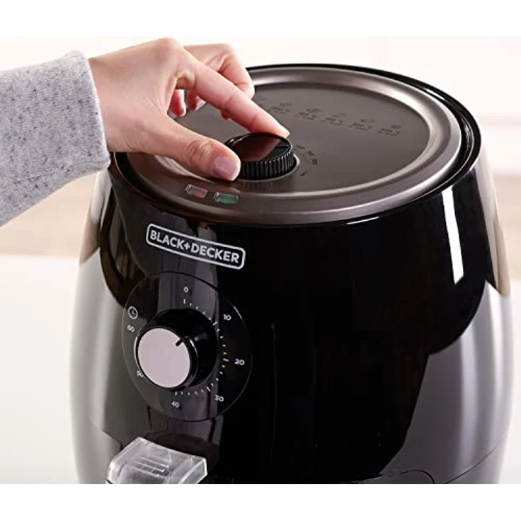 Black + Decker BXAF2500E Heißluftfritteuse, ohne Öl, Standgerät, 1500 Watt, 2,5 Liter, Temperaturbereich bis 200 °C, Timer, schwarz – Bild 13