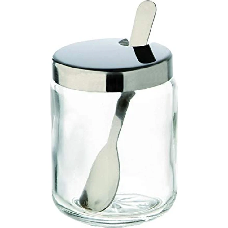 APS Senftöpfchen, 2er Set, Senfgläser, Transparentes Senfglas inkl. Löffel und Edelstahl-Deckel, 4,8 x 4,8 cm, 6,3 cm Höhe – Bild 3