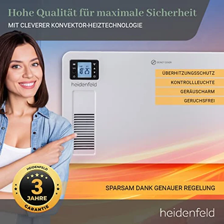 Heidenfeld Konvektorheizung EK100 Elektroheizung Konvektor Heizung Heizkörper – Bild 4