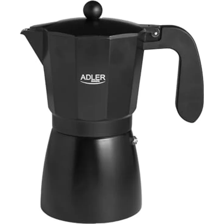 Adler AD 4429, Espressokocher für Herdplatten, 520ml, 9 Tassen, schwarz
