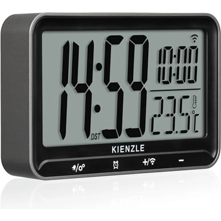 Kienzle Digitaler Funkwecker mit DCF-Signal, 2 Weckzeiten, Schlummerfunktion, großem Display, Temperaturanzeige, Touch-Tasten, batteriebetrieben – Bild 3