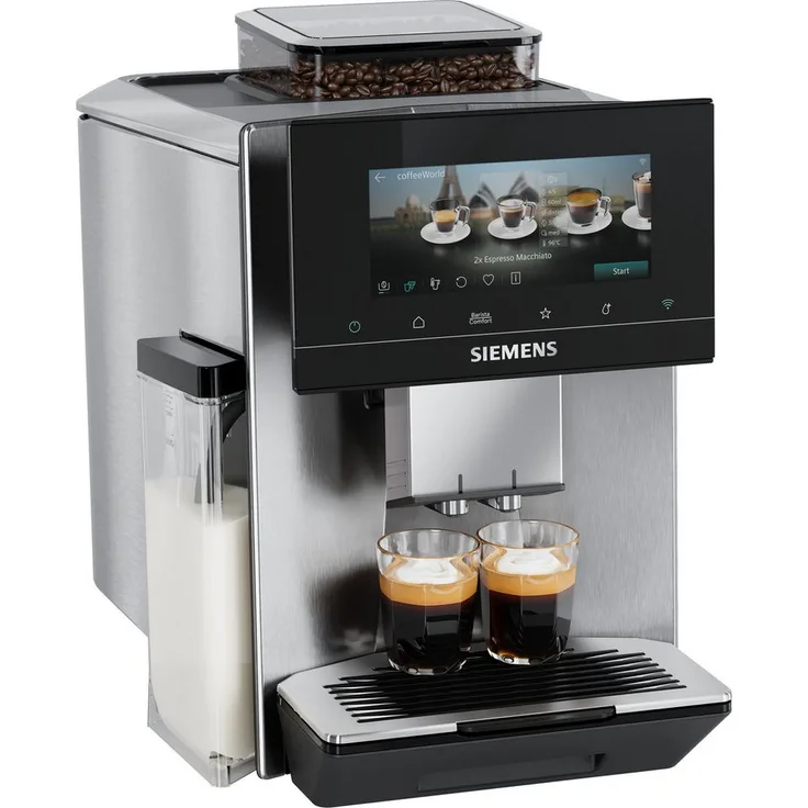 SIEMENS Kaffeevollautomat EQ900 TQ923E43, 41 verschiedene Getränke, XL-Getränke, 6.8'' TFT-Display, Edelstahl, Doppeltassenfunktion, individuelle Aromaeinstellung