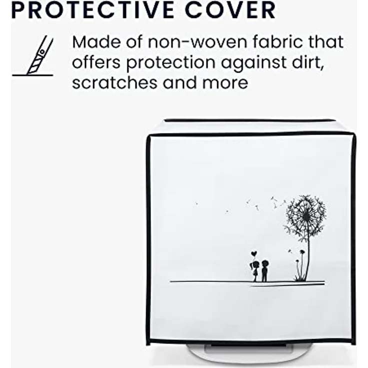 kwmobile Hülle kompatibel mit Thermomix TM5 / TM6 - Küchenmaschine Abdeckhaube - in Schwarz Weiß Pusteblume Love – Bild 4