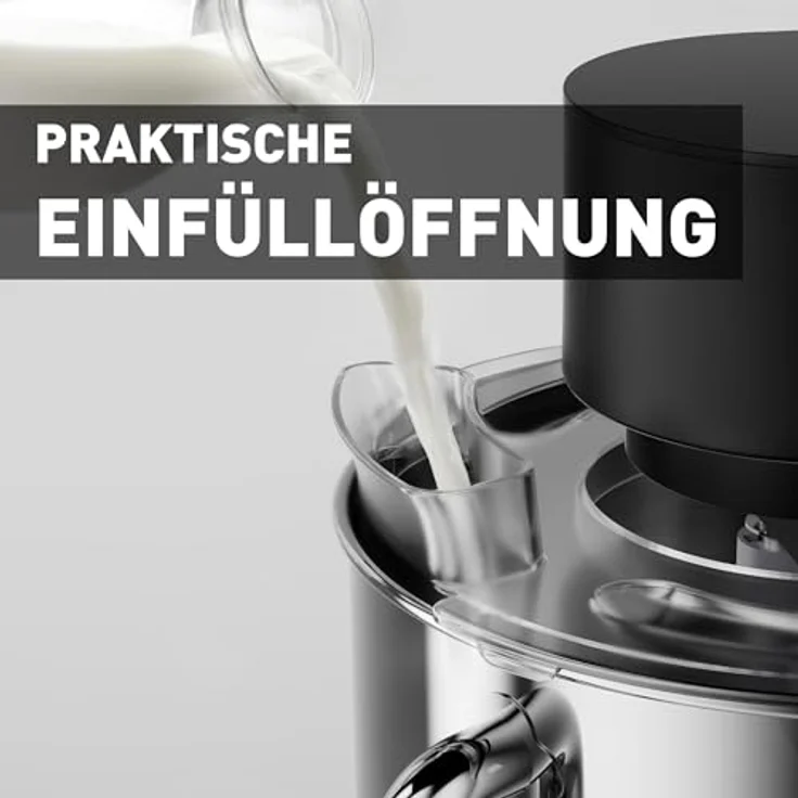 Heinrich's HKM 8080, Küchenmaschine 2500 W mit 8 L Edelstahl-Schüssel und 8 Geschwindigkeiten, Schwarz – Bild 6