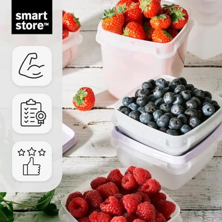 SmartStore Frischhaltedosen 0.5L 5er Set, BPA-freie Kühlschrank- und Gefrierboxen, mikrowellengeeignet, stapelbar und spülmaschinenfest – Bild 4