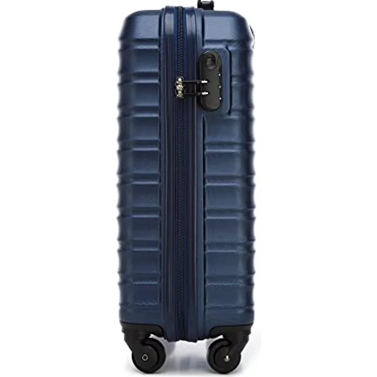 WITTCHEN Reisekoffer Handgepäck Kabinengepäck Rollkoffer Koffer Trolley ABS 4 Spinner-Rollen Zahlenschloss Teleskopgriff Groove Line Größe S Marineblau – Bild 3