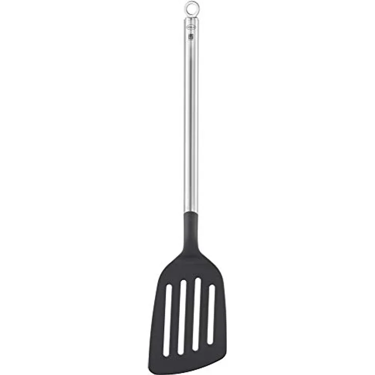 RÖSLE Basic Line Pfannenwender, Edelstahl 18/10, PPA, spülmaschinengeeignet, Silberfarben / Schwarz – Bild 1