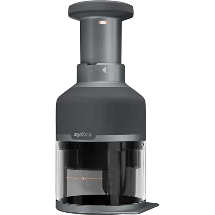 Zyliss Zick Zick 3, Manueller Lebensmittelzerkleinerer mit Edelstahlklinge, ergonomischem Soft-Touch-Kolben, leicht zu reinigen, spülmaschinenfest – Bild 1