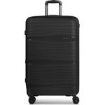 D&N Koffer Travel Line 4300-Plus 4 Rollen Trolley L 76 cm mit Dehnfalte Schwarz (96 l, XL)