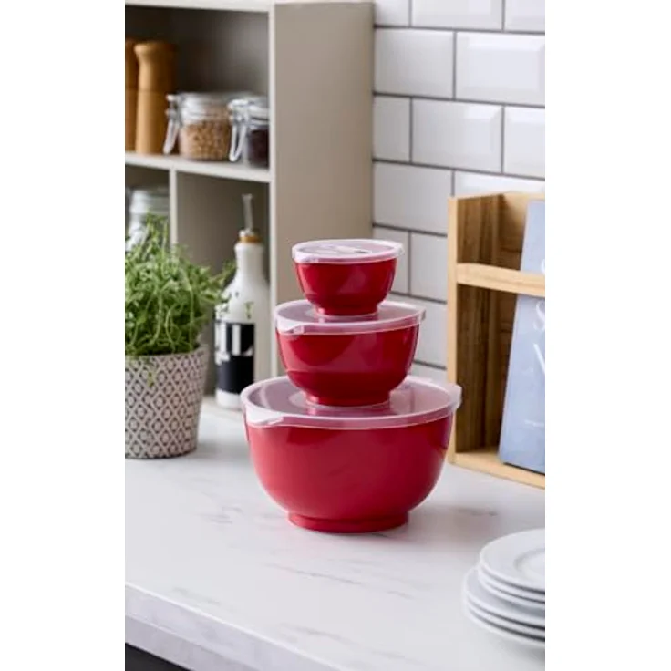 Rosti Margrethe Schüssel Set, 6-Teilig aus Recycelbarem Kunststoff, 0,25L, 0,75L, 3L, Rot – Bild 2