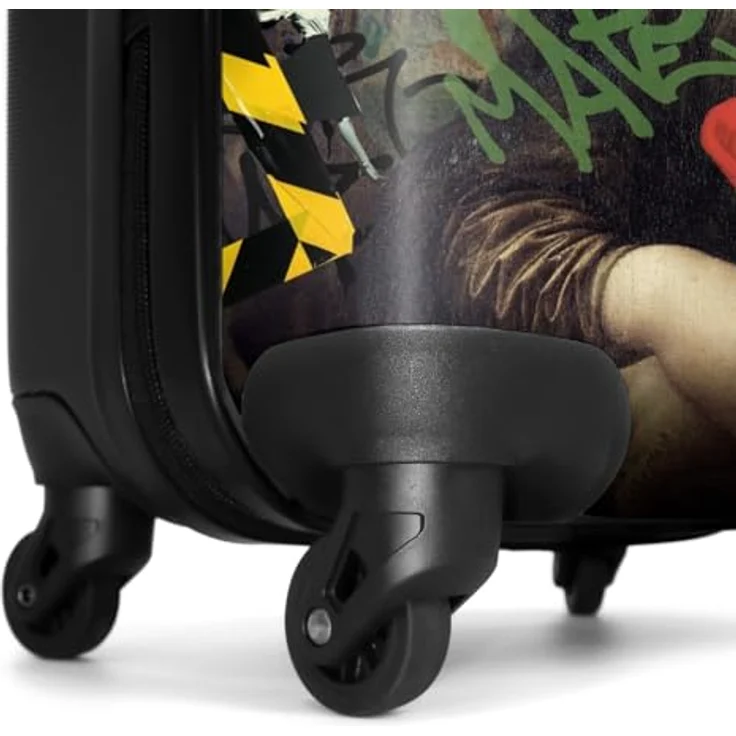 NoBoringSuitcases.com© Hartschalen-Trolley Mona Lisa umgeben von bunten Graffiti 55x35x20cm, 4 Rollen, Handgepäck Koffer mit 36 Liter Stauraum, Leichtgewicht 2,6kg, UV-beständiger Druck, ABS-Material, Polycarbonat Beschichtung, Hochglanzoberfläche, TSA-Zahlenschloss – Bild 6