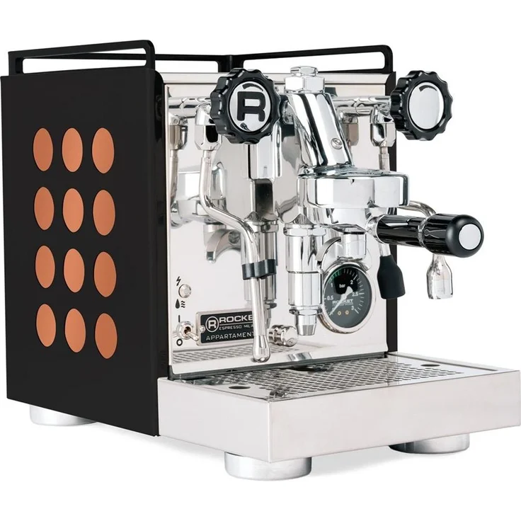 Rocket Appartamento 2.0 Classic, Siebträgermaschine in Schwarz-Kupfer mit optimierter Wärmeleitfähigkeit
