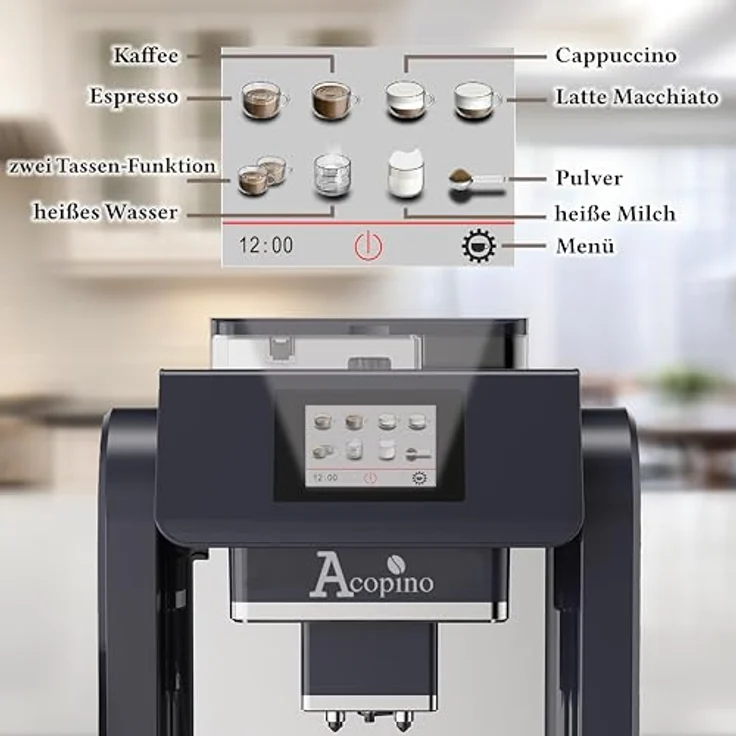 Acopino Monza Kaffeevollautomat mit One Touch Funktion, anthrazit – Bild 3