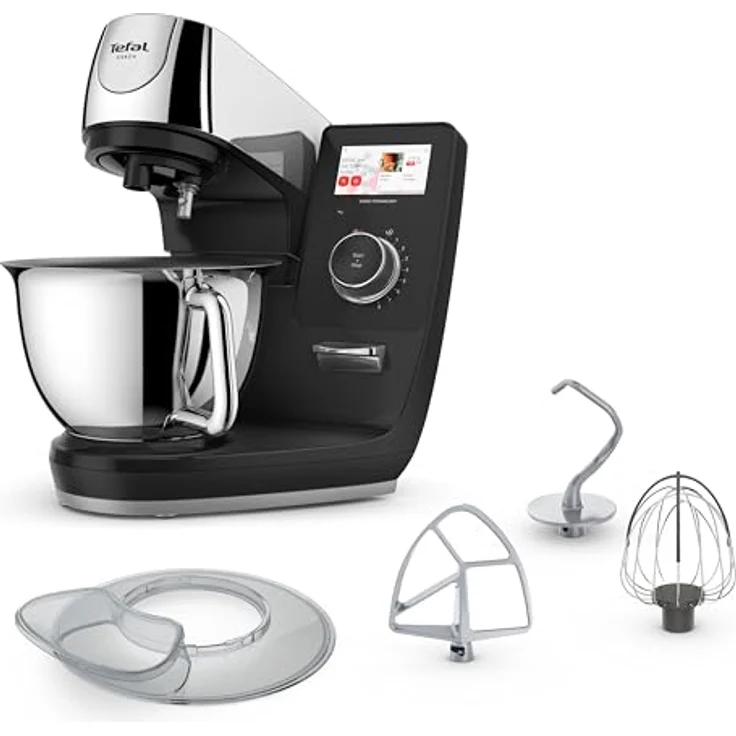 Tefal I-Coach Touch +, Küchenmaschine mit integrierter Waage, 25 Automatikprogrammen, 5,5-Liter-Schüssel, WiFi-Verbindung, 4,3'' Touchscreen, 1200 Watt, Schwarz, QB960DF0 – Bild 1