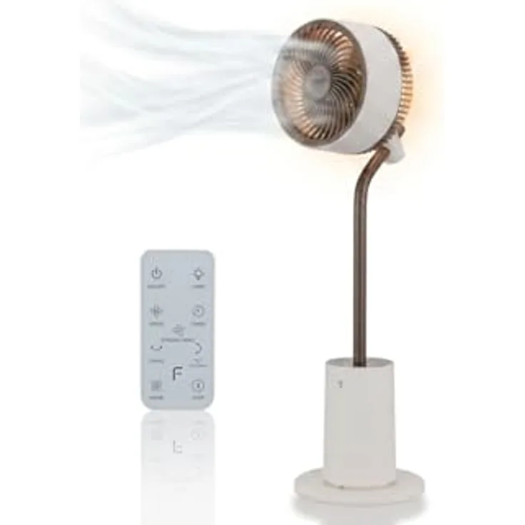 Fakir Premium TVC 800 Standventilator, 24V DC-Motor, 26 dB, 12 Stufen, 3D-Oszillation, Duftpad, Ambiente-Licht