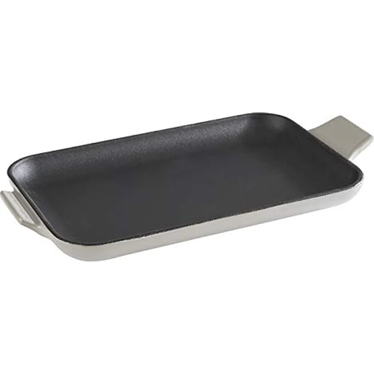 APS Servierpfännchen „Cast Iron“ - Mini Gusseisen-Pfanne, Gusseisen emailliert, eckig, B x T x H: 20 cm x 13 cm x 2 cm, stapelbar, Backofen geeignet, Schale, Grau – Bild 2