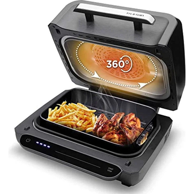 SOGO Human Technology FRE-SS-10130 2in1 Heißluftfritteuse und Tischgrill, 1700W, max Überhitzungsschutz, Timerfunktion, stufenloser Temperaturregler, schwarz – Bild 4