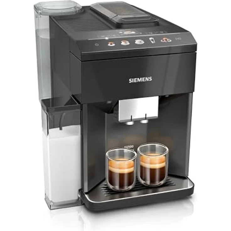 SIEMENS Kaffeevollautomat Siemens TQ515D09 Kaffee-Vollautomat mit Milchbehälter, Cappuccino-Funktion, in elegantem Klavierlack schwarz – Bild 1
