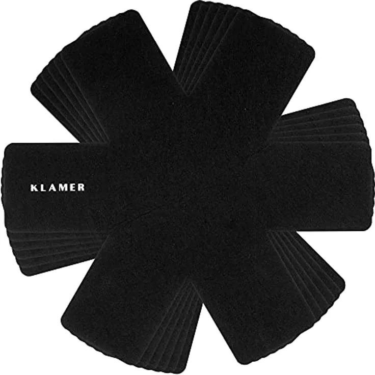 KLAMER Pfannenschoner Filz 6er Set, Stapelschutz mit Anti-Rutsch-Unterlage, Topfuntersetzer aus recycelten PET-Flaschen, zum Schutz von Pfannen, Töpfen und Schüsseln