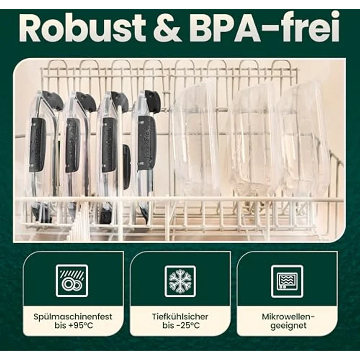 UANDU Lock & Fresh 5er Vorratsdosen Set, luft- und wasserdicht, BPA-frei, Anthrazit – Bild 6