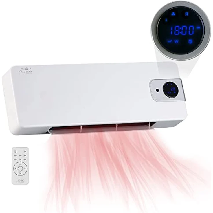 Sichler Keramikheizlüfter Keramik Wandheizlüfter LV-820.w mit digitalem Thermostat, Oszillation, 2.000 W, Heizlüfter - Preisvergleich – Bild 2