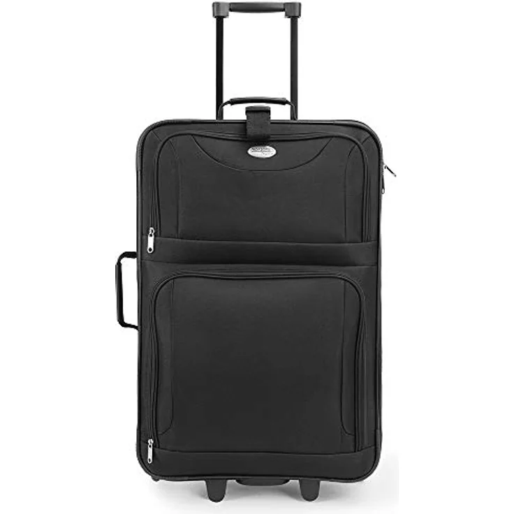 Deuba Trolley Kofferset Reisetaschen Set Kulturbeutel Netzfach Rollen Teleskopgriff Koffer Reisetasche mit Rollen schwarz – Bild 4