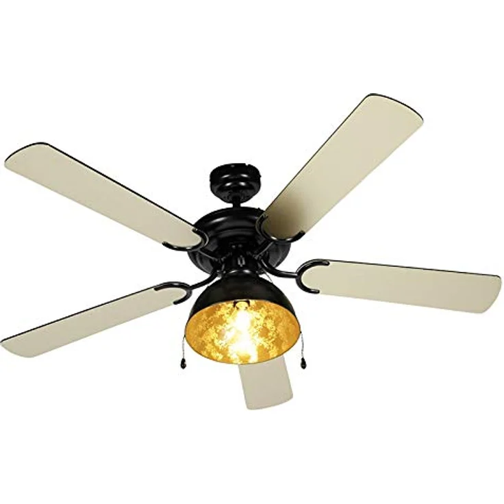 Qazqa Deckenventilator Magna licht88, E27, Schwarz, Industrie, Stahl, 1-flammig – Bild 3