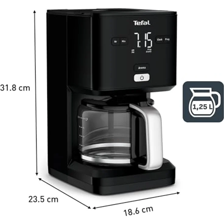 Tefal Smart & Light TT640810 Toaster, digital, 7 Positionen, Schwarz Cafetière Schwarz – Bild 8