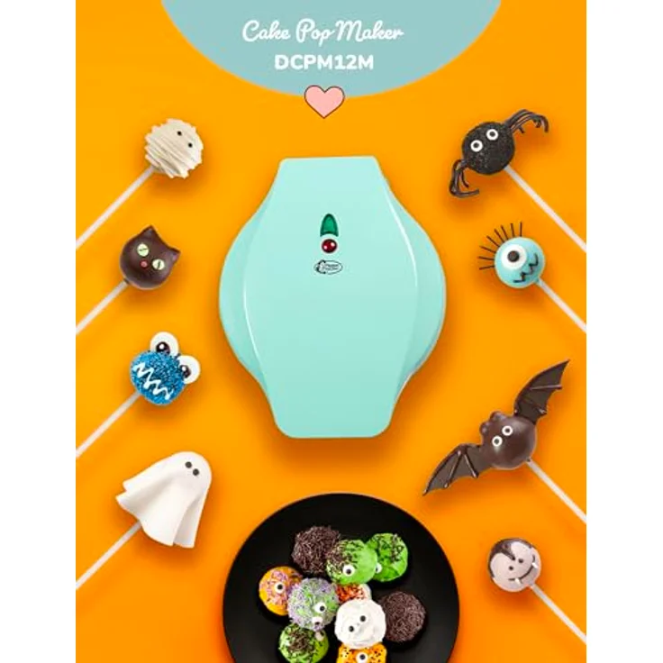 Bestron DCPM12M Cake-Pop-Maker, Cookie Maker, 700W, stufenlos regelbar, Backampel, wärmeisolierter Griff, mint – Bild 3