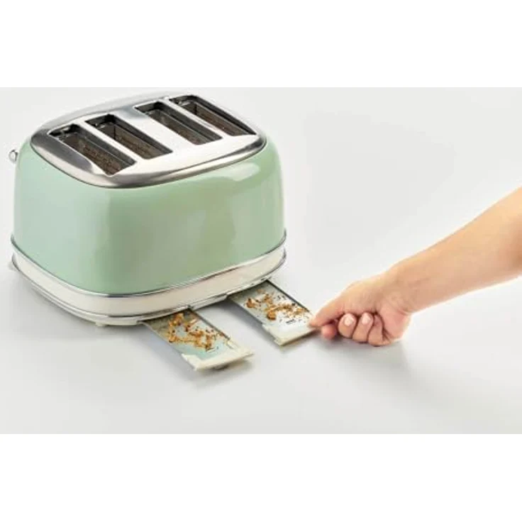 Ariete 156 Vintage, Toaster für 4 Scheiben, 1600 W, 6 Toaststufen, aus Pastellgrün lackiertem Edelstahl, ohne Zangen – Bild 4