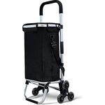 VOUNOT Aluminium Einkaufstrolley Treppensteiger, Trolly Einkaufswagen Klappbar, Hackenporsche mit 6 Räder und Kühlfach, Wasserdicht, 50L, Schwarz